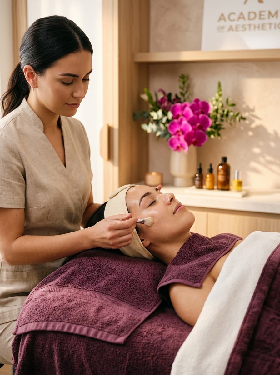 A soothing aesthetic skincare facial treatment in the clinic
